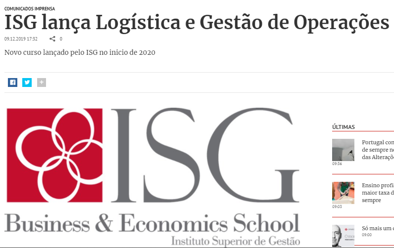 Pós-Graduação em Logística e Gestão de Operações do ISG, na Revista Sábado