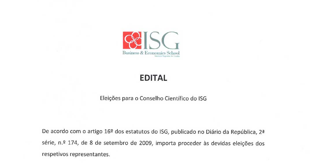 Eleições para os Conselhos Científico e Pedagógico do ISG